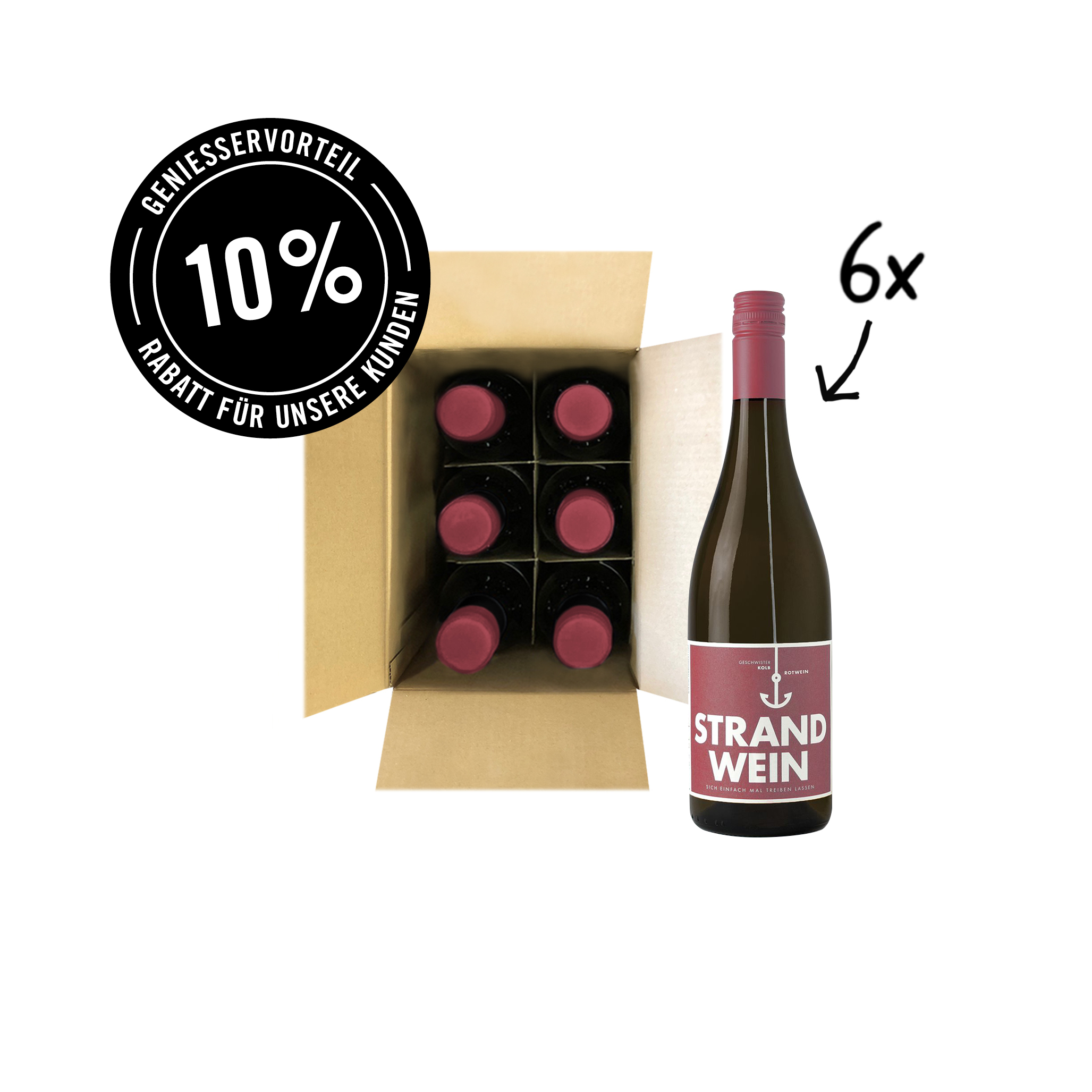 Strandwein Rot - 6er Karton