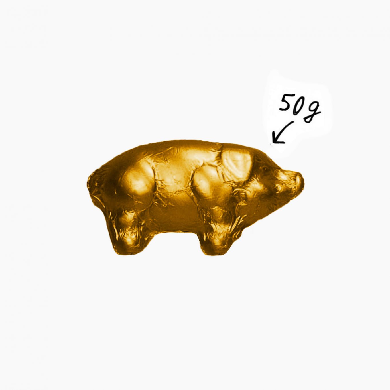 Glücksschwein Relief, Gold